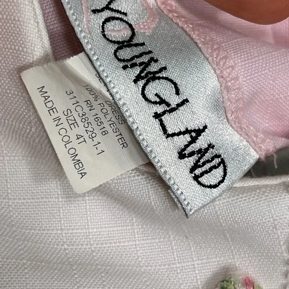 Vintage smocked Pink Dress w/ Embroidered floral Collar & lace trim no flaws 4T - Picture 5 of 6